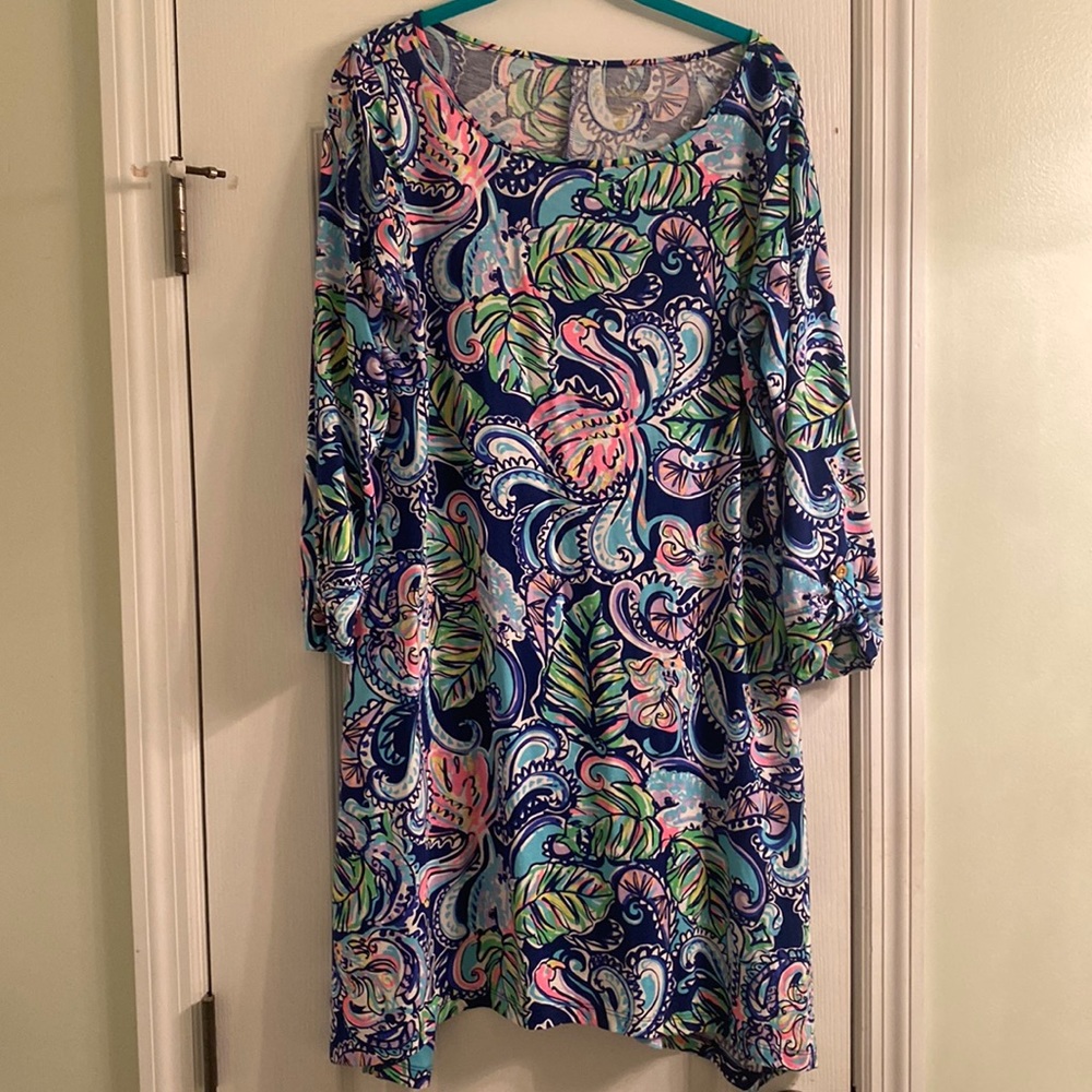 Lilly Pulitzer edna dress hanging with fronds L